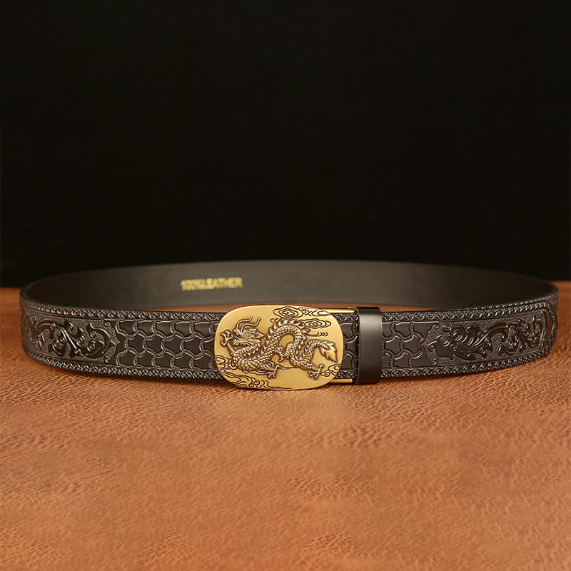 Men's Dragon Soaring In The Sky Leather Belt