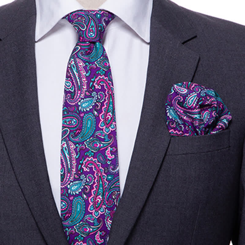 2Pcs Men's Exotic Paisley Necktie Set