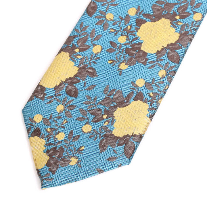 Men's Nature Yellow Flower Dark Cyan Necktie - image 2