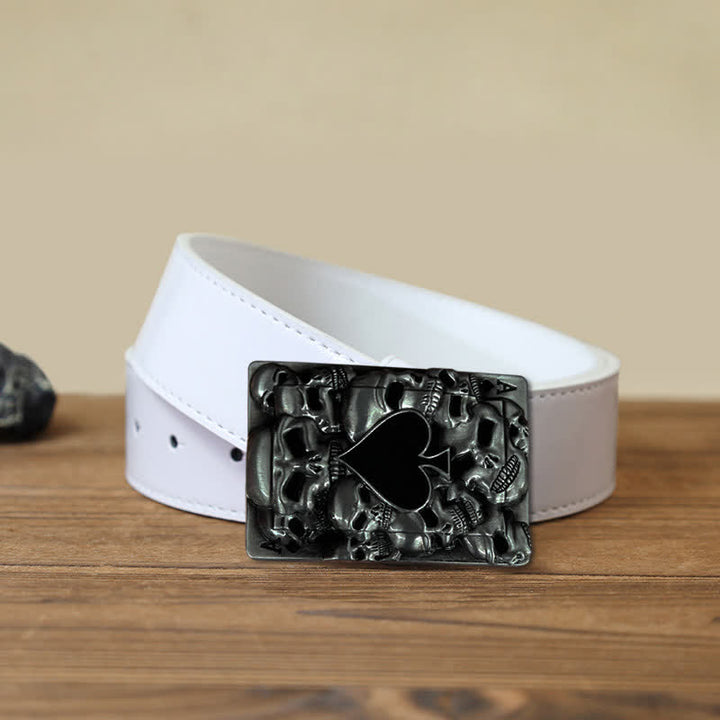 Men's DIY Skull Ace of Spades Buckle Leather Belt