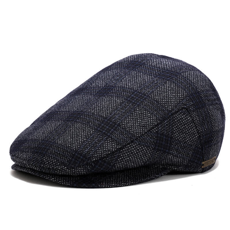 Sport Ivy Flat Cap with Earflap Beret - Blue Plaid - Adjustable (about 22"-23 5/8") - image 13