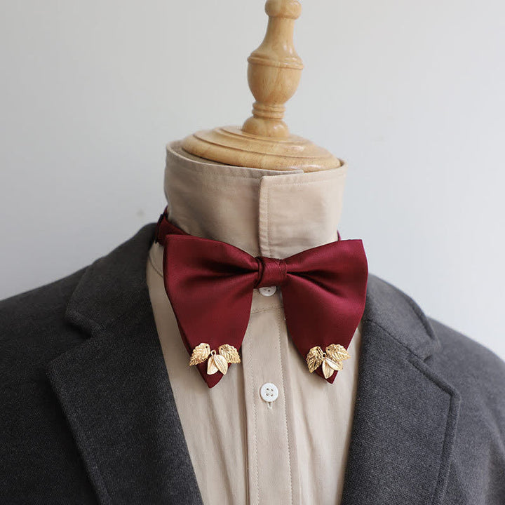 Men's Double-Layers Leaves Oversized Bow Tie