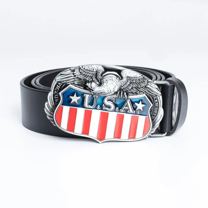 Men's Personality USA Flag Flying Eagle Leather Belt