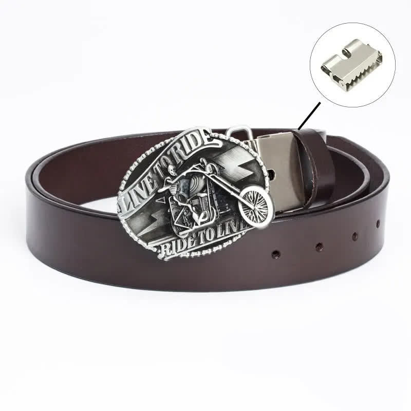 Men's Skeleton Motorcyclist Skull Leather Belt