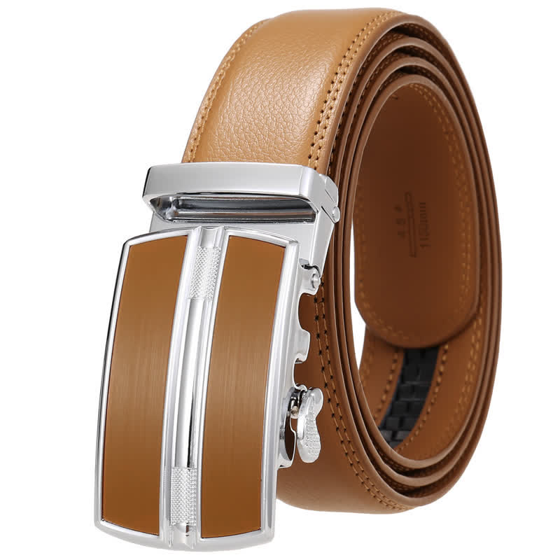 Men's Simple Hollow Automatic Buckle Leather Belt