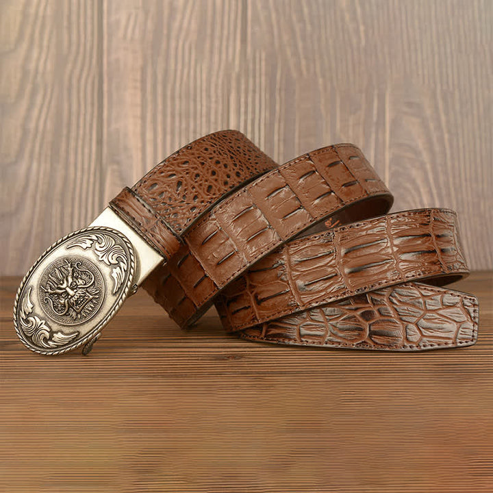 Men's Dragon Head Crocodile Pattern Leather Belt