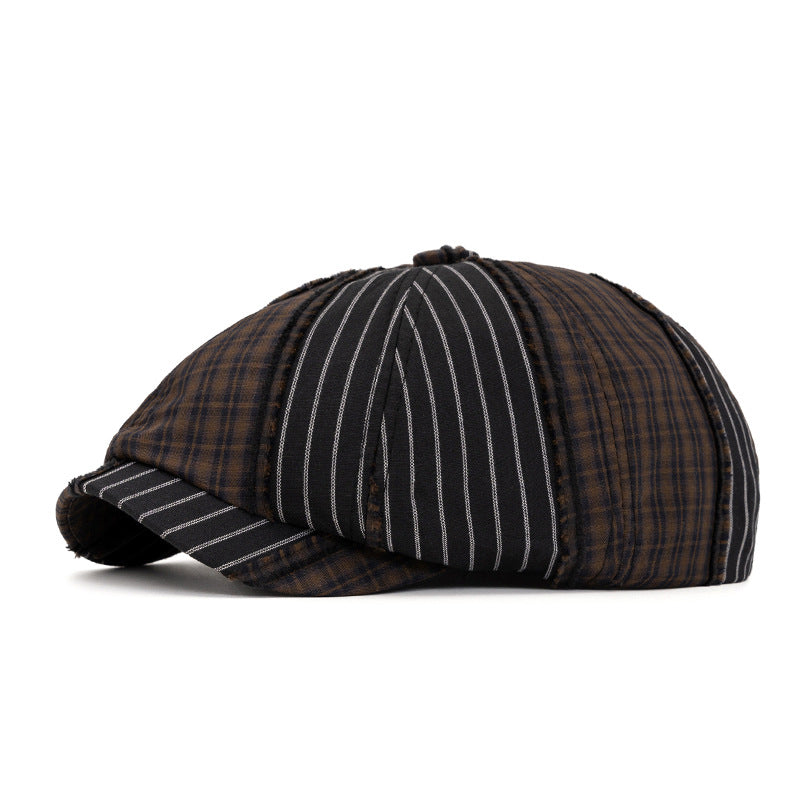 Retro Fashion Color Blocked Beret Suitable For Spring And Summer - Black - Adjustable (22 1/2"-24") - image 9
