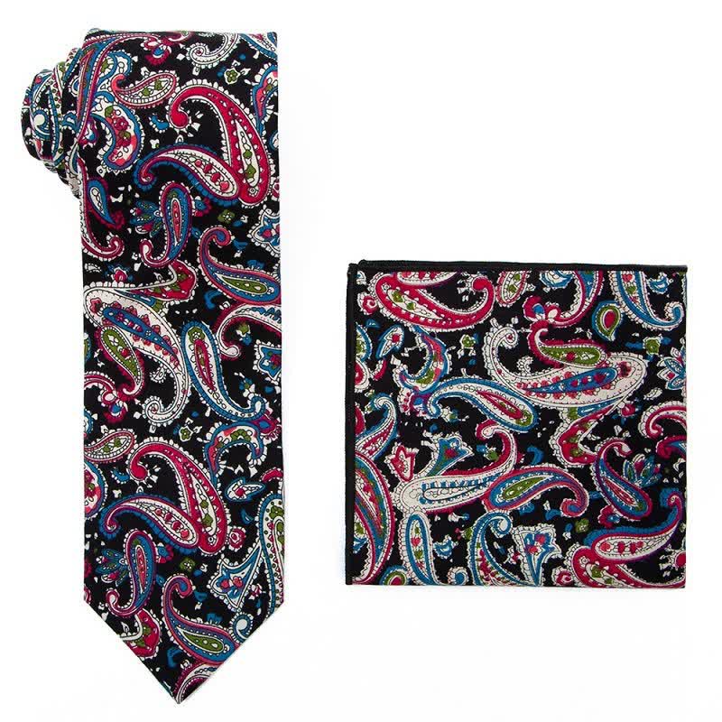 2Pcs Men's Exotic Paisley Necktie Set