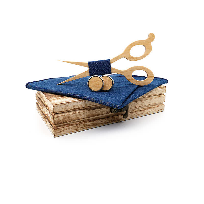 3Pcs Men's Scissors Wooden Bow Tie Set