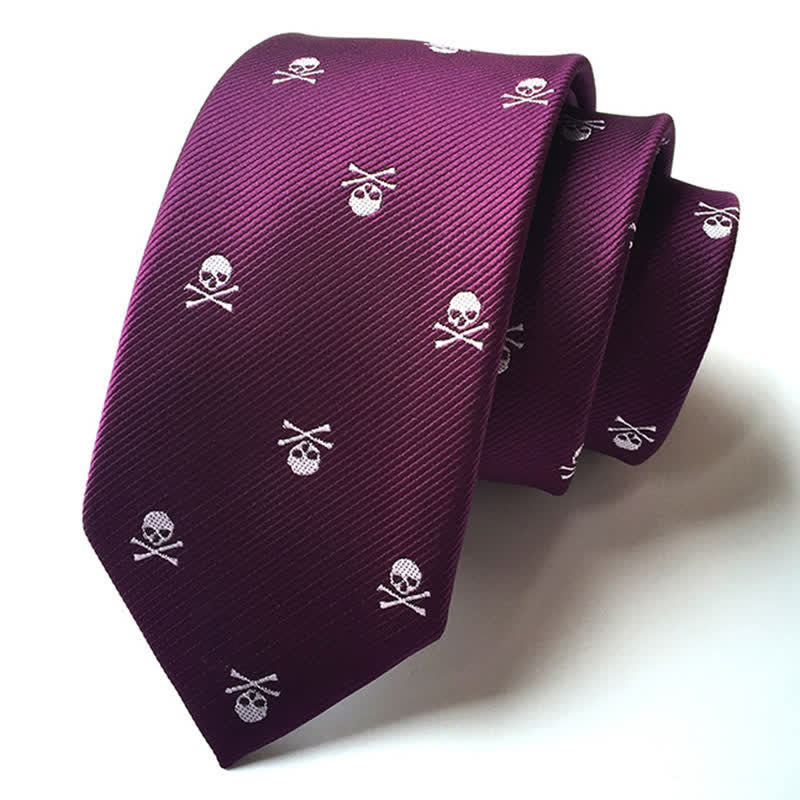 Men's Halloween Skeleton Cross Bones Necktie - Purple - image 7