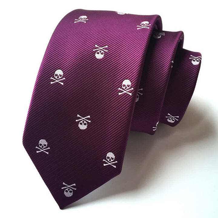 Men's Halloween Skeleton Cross Bones Necktie - Purple - image 7