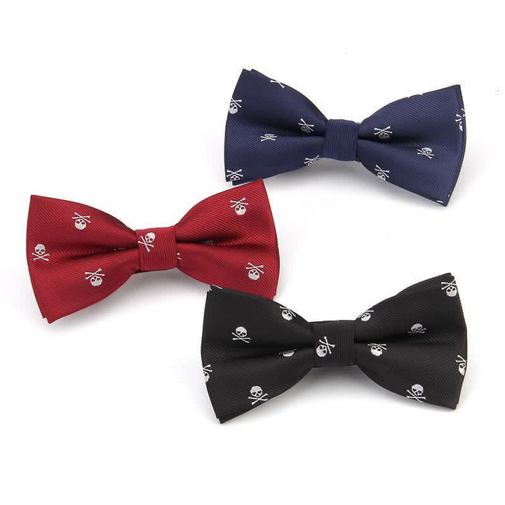 Men's Halloween Skeleton Cross Bones Bow Tie