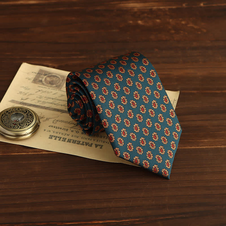 Men's Novelty Micro Paisley Floral Necktie - Blue & Yellow - image 3