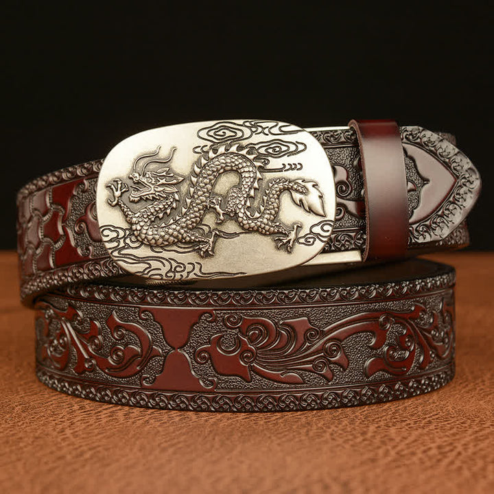 Men's Dragon Soaring In The Sky Leather Belt