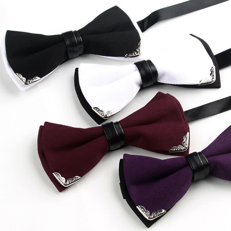 Men's Classy Metal Trim Gold Bow Tie