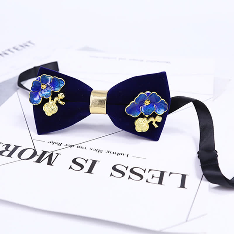 Men's Enamel Flowers Leaves Decor Bow Tie