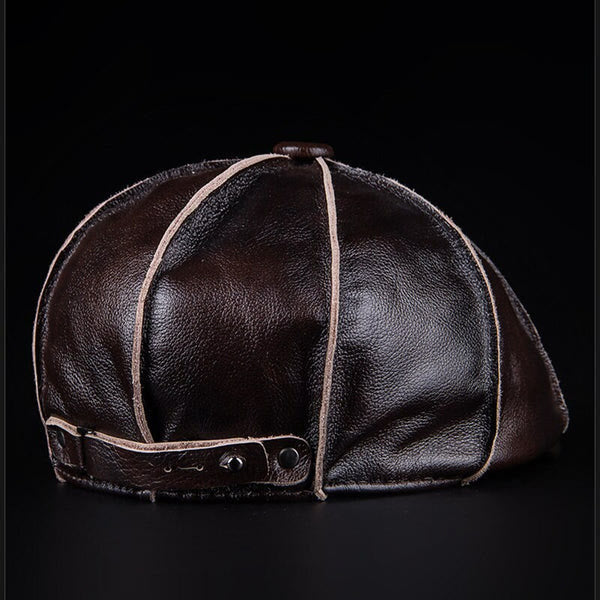 Literary Octagonal Genuine Leather Beret Cap - image 7