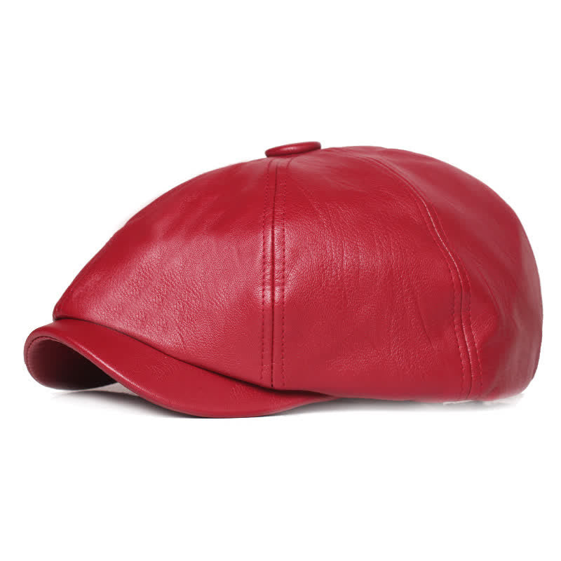 Minimalist Plain Colours Leather Beret Cap