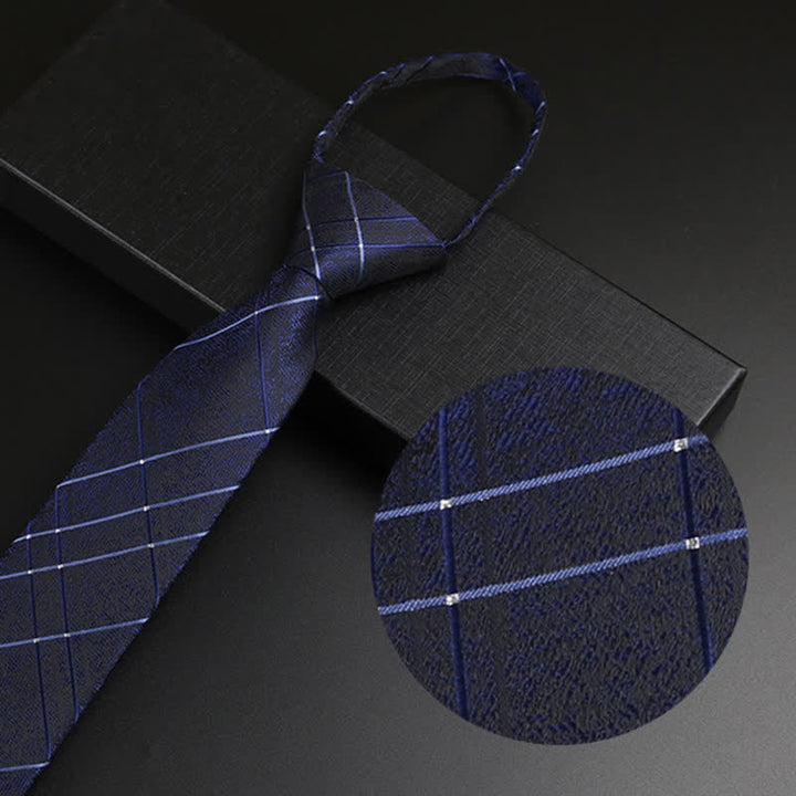 Men's Navy Blue Zipper Tie Formal Necktie