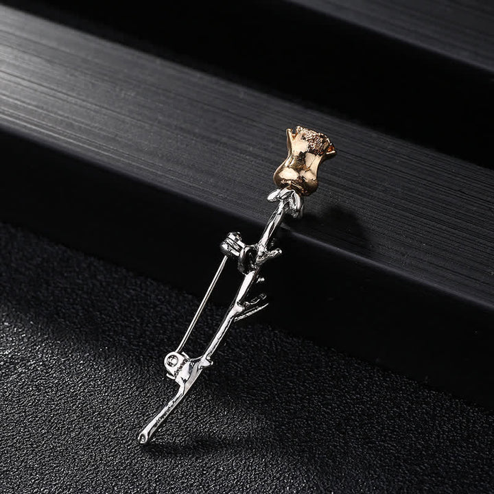 Men's Charming Rose Stem Brooch