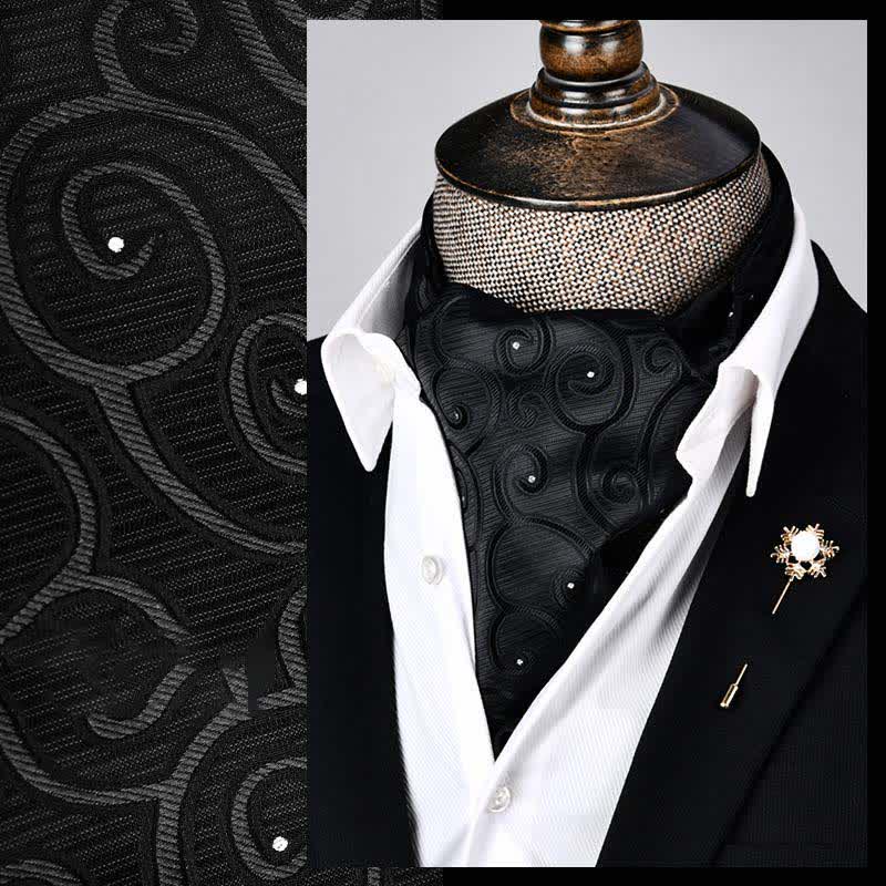 Black Modern Grandeur Floral Ascot Paisley Cravat - Black - image 0