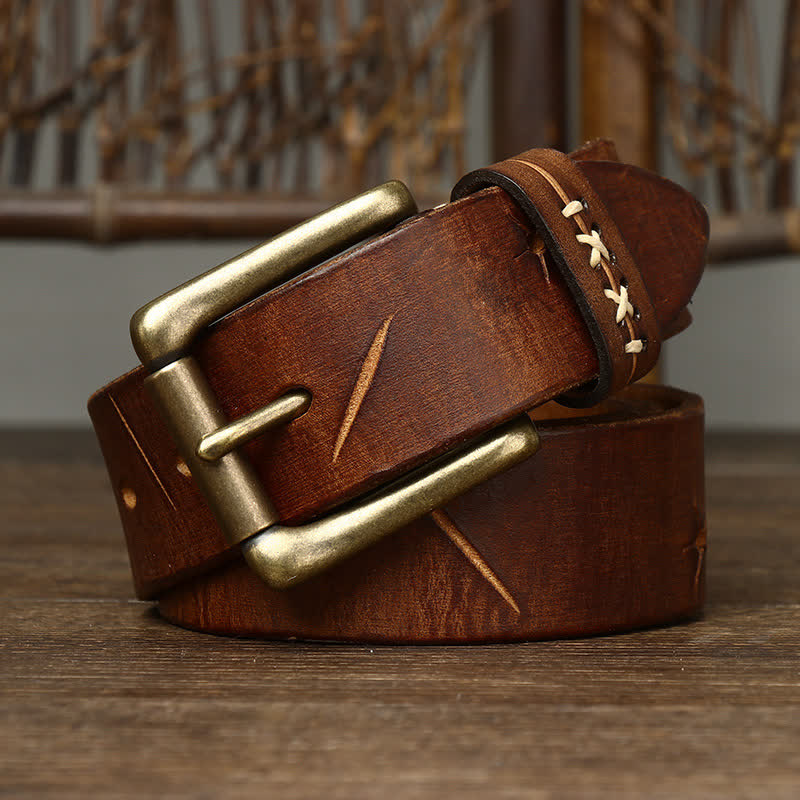 Men's Vintage Fancy Carving Leather Belt - image 7