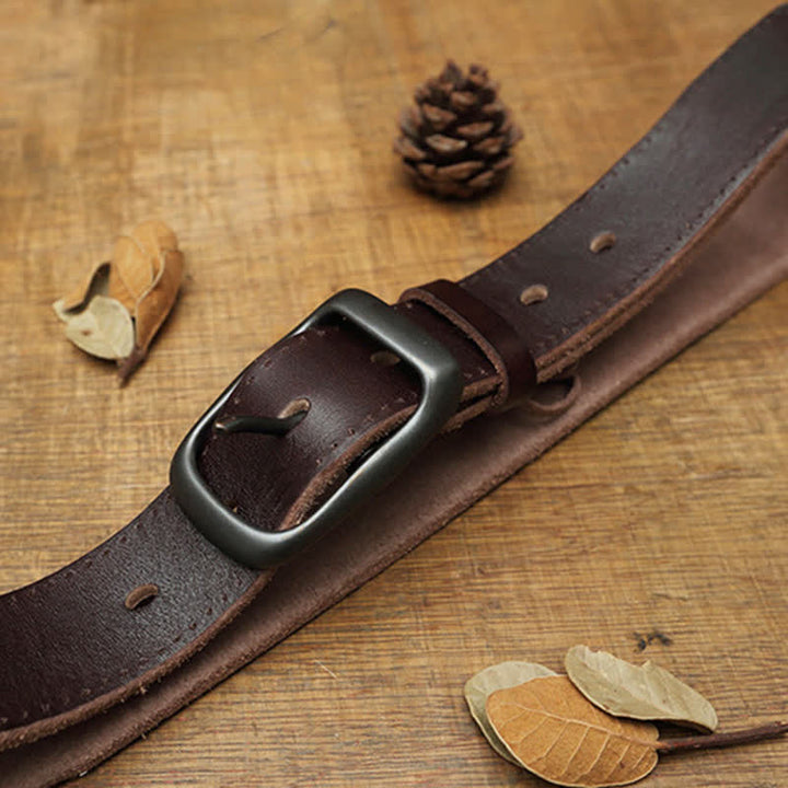 Men's Retro Handmade Trousers Leather Belt - image 4