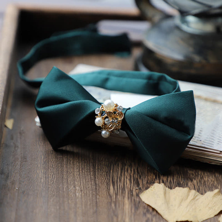 Men's Flowers Pearl Satin Bow Tie