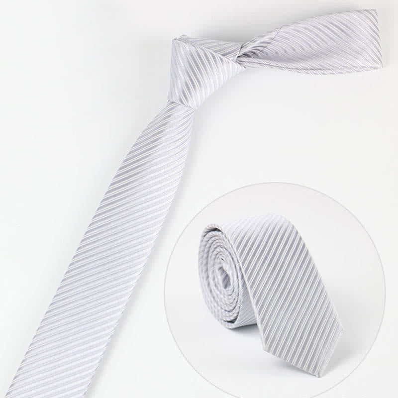 Men's Solid Grey Blue White Twill Daily Necktie