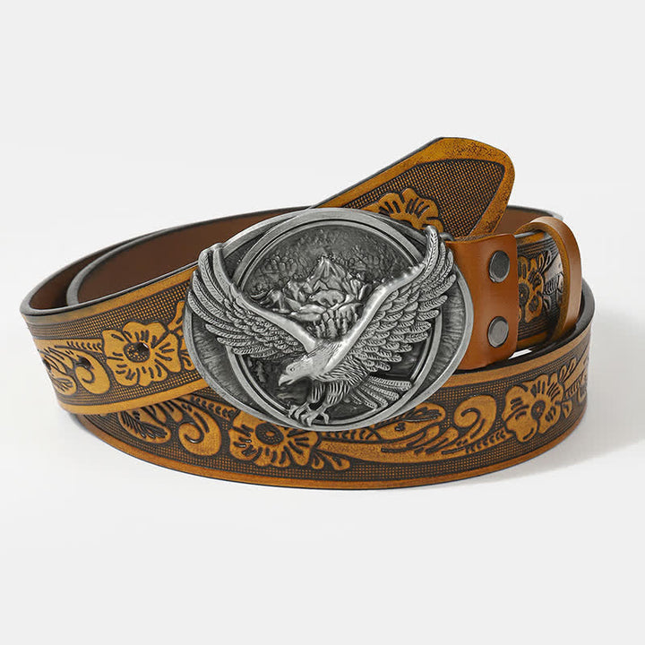 Men's Cool Eagle Wing Embossed Leather Belt