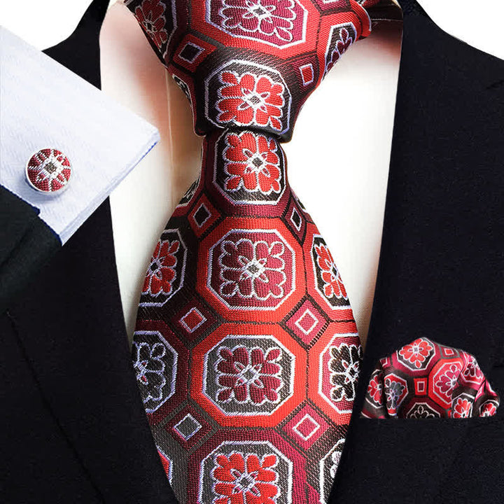 3Pcs Men's Classic Paisley Floral Necktie Set