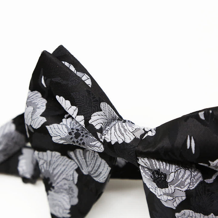 3Pcs Men's Oversized Pointed Paisley Floral Bow Tie Set