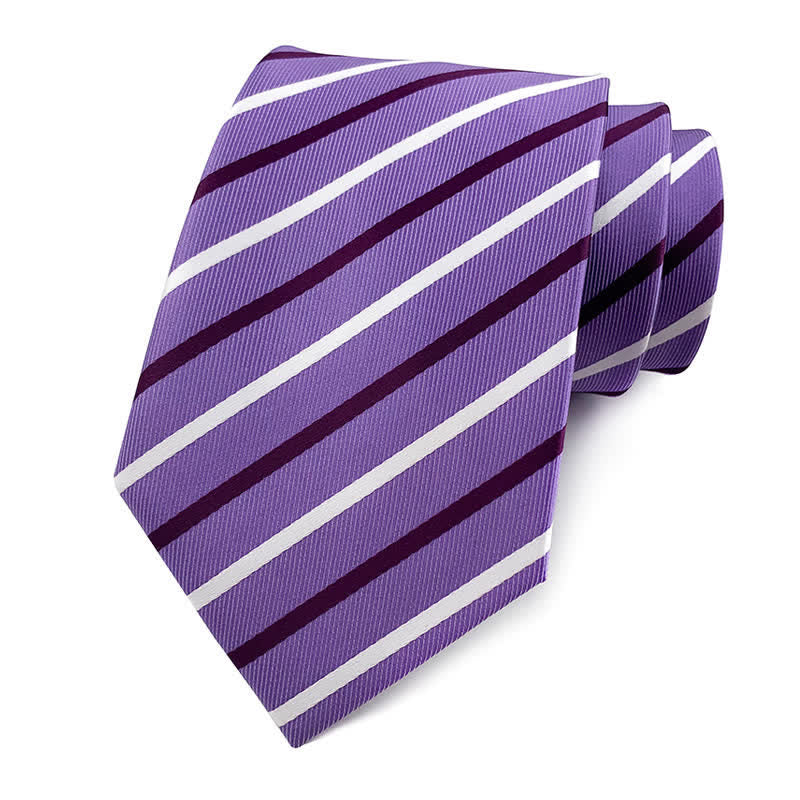Men's Traditional Repp Striped Office Necktie - Violet - image 20