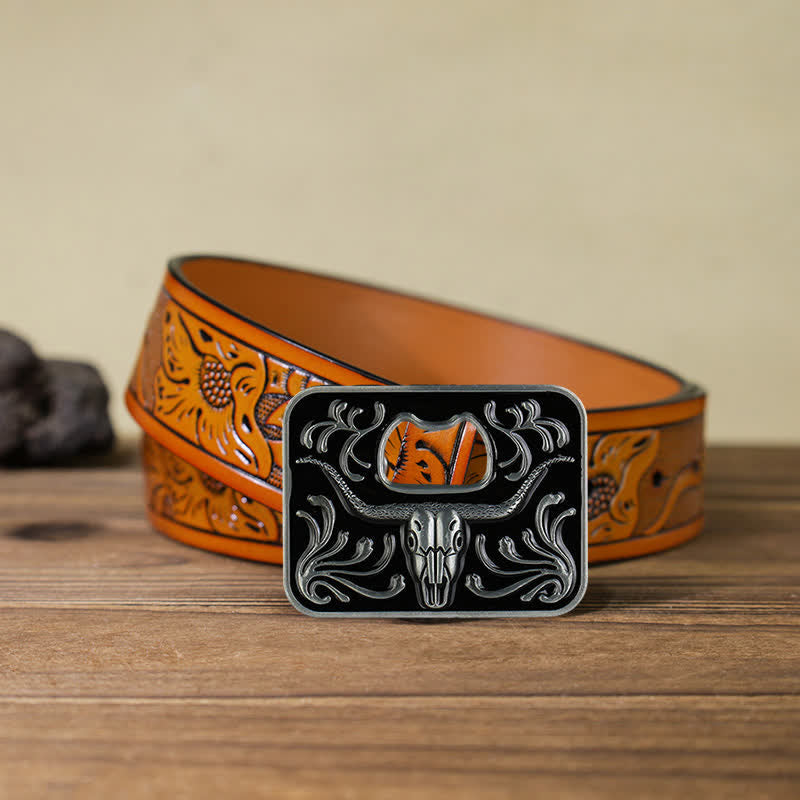 Men's DIY Opener Buckle Leather Belt