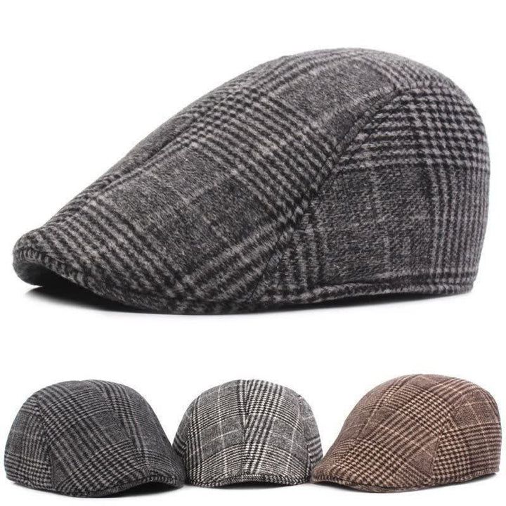 Men's Classic Plaid Cotton Beret Cap