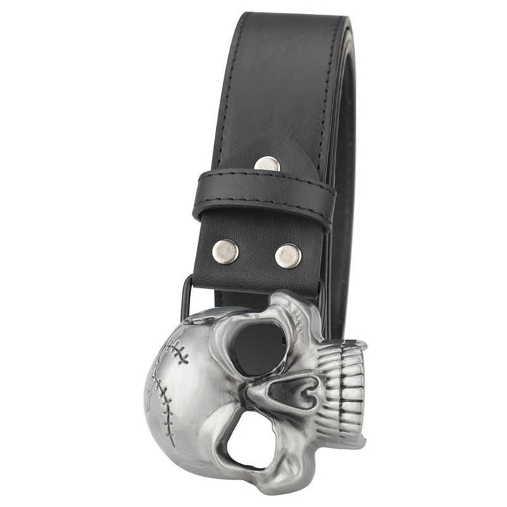 Men's Gothic Skull Face Head Leather Belt