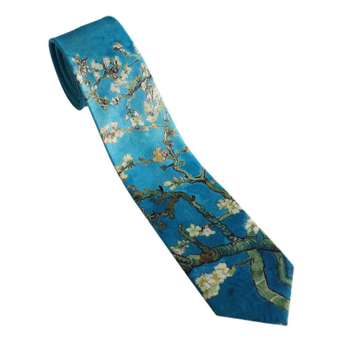 Men's Almond Blossom Tree Art Necktie