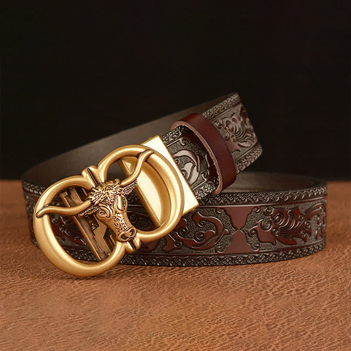 Men's Bull Head Buckle Leather Belt