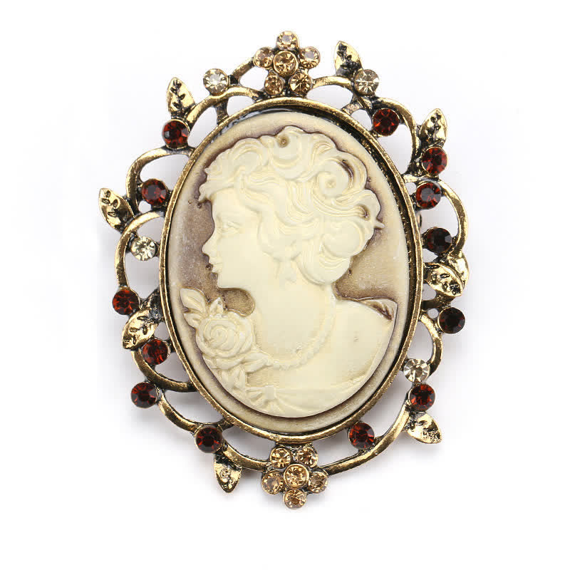 Women's Sparkling Lady Oval Cameo Brooch