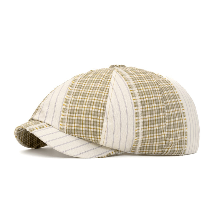 Retro Fashion Color Blocked Beret Suitable For Spring And Summer - Beige - Adjustable (22 1/2"-24") - image 13