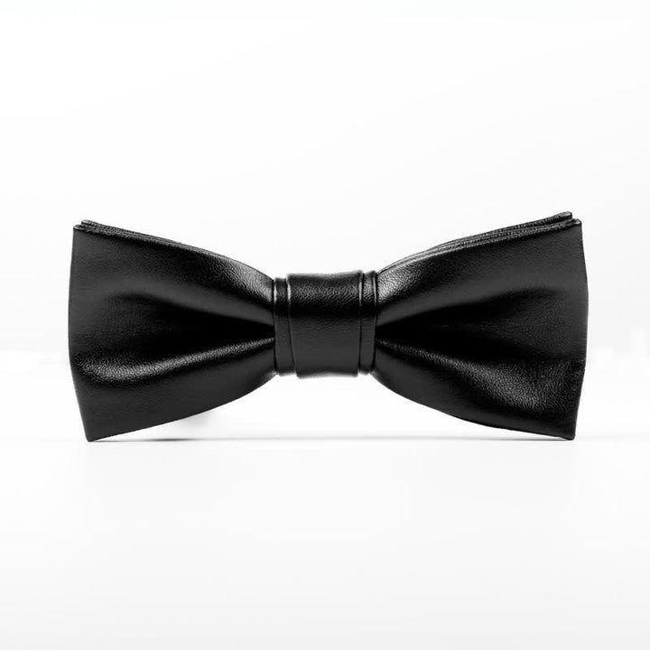 Men's Solid Color Leather Bow Tie