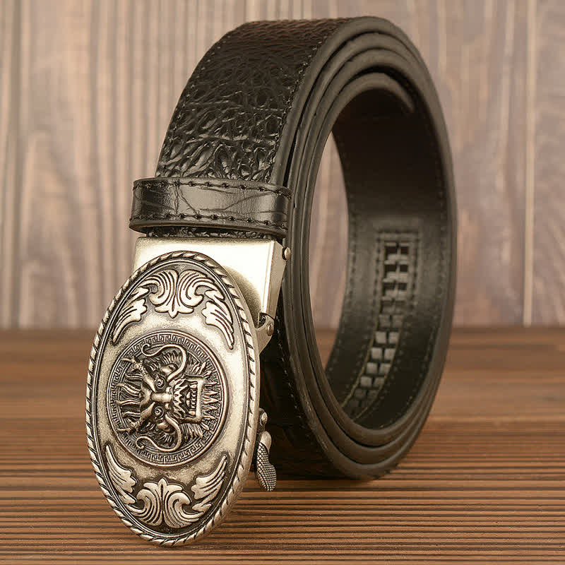 Men's Dragon Head Crocodile Pattern Leather Belt