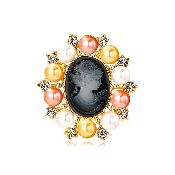 Women's Palace Relief Beauty Pearl Brooch