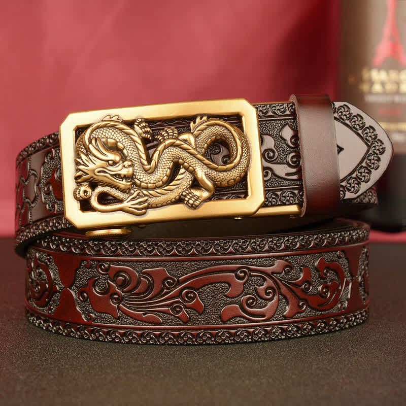 Men's Coiling Dragon Embossing Leather Belt