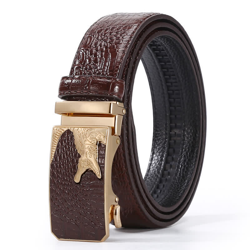 Men's Crocodile Pattern Automatic Buckle Leather Belt