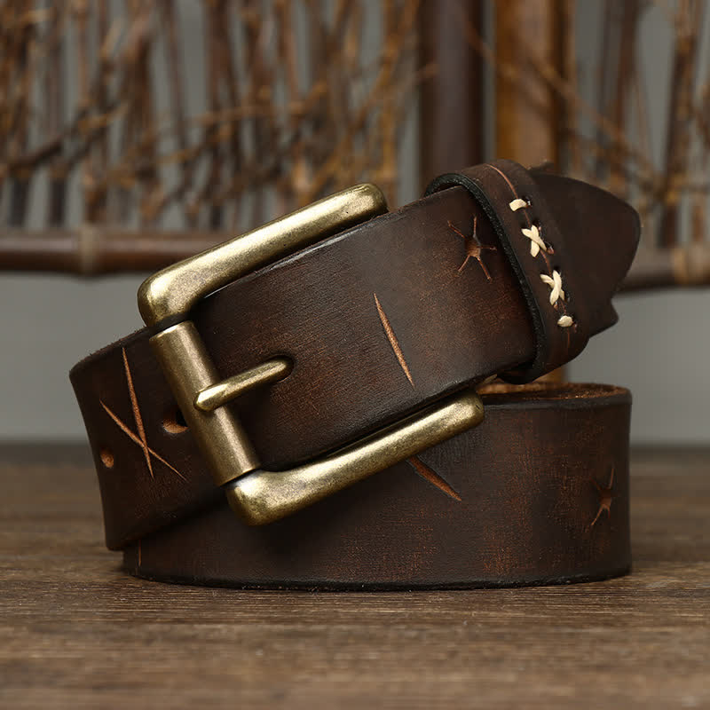 Men's Vintage Fancy Carving Leather Belt - image 4