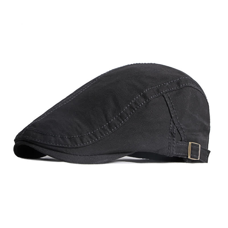 Retro Painter Cotton Beret Flat Cap - Black - Adjustable (about 21 5/8"-23 5/8") - image 10