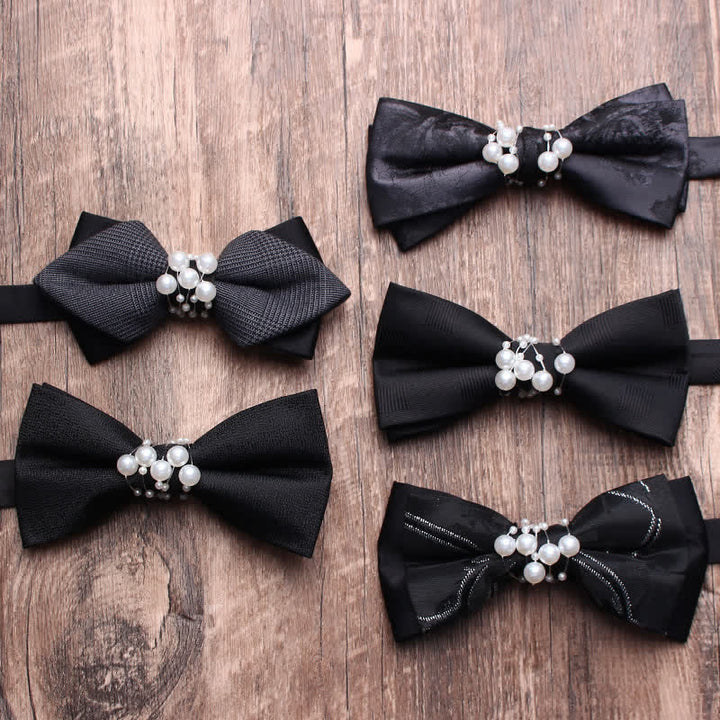 Men's Black Personality Pearls Bow Tie