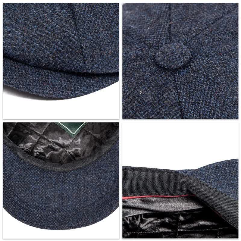 Classic Herringbone Tweed Octagonal Beret Cap - image 1