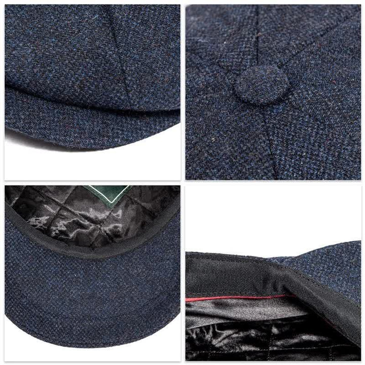 Classic Herringbone Tweed Octagonal Beret Cap - image 1